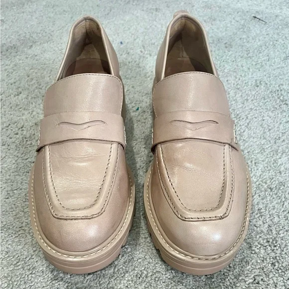 Bernardo Chandler Leather Lug Sole Platform Loafers, Women’s Size 8.5 Blush - Picture 2 of 9